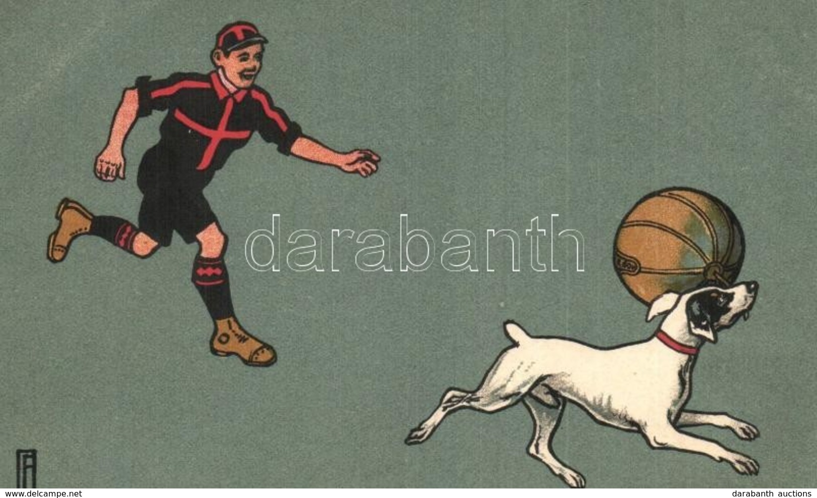 T2 1911 Football Player With Dog. Série 105. Clément, Tournier & Cie. Geneve Litho, Artist Signed - Non Classificati