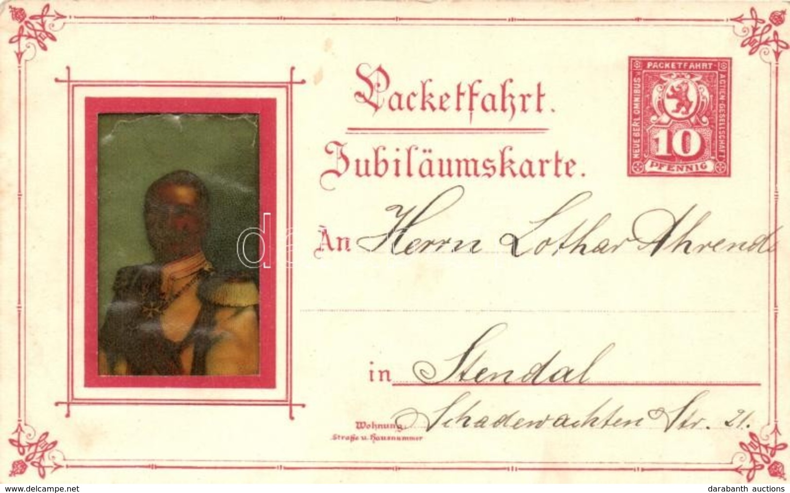 * T2/T3 1888-1898 Packetfahrt Jubiläumskarte. Wilhelm II. Berliner Packetfahrt Transparent Litho. 10 Pfennig Ga. - Zonder Classificatie