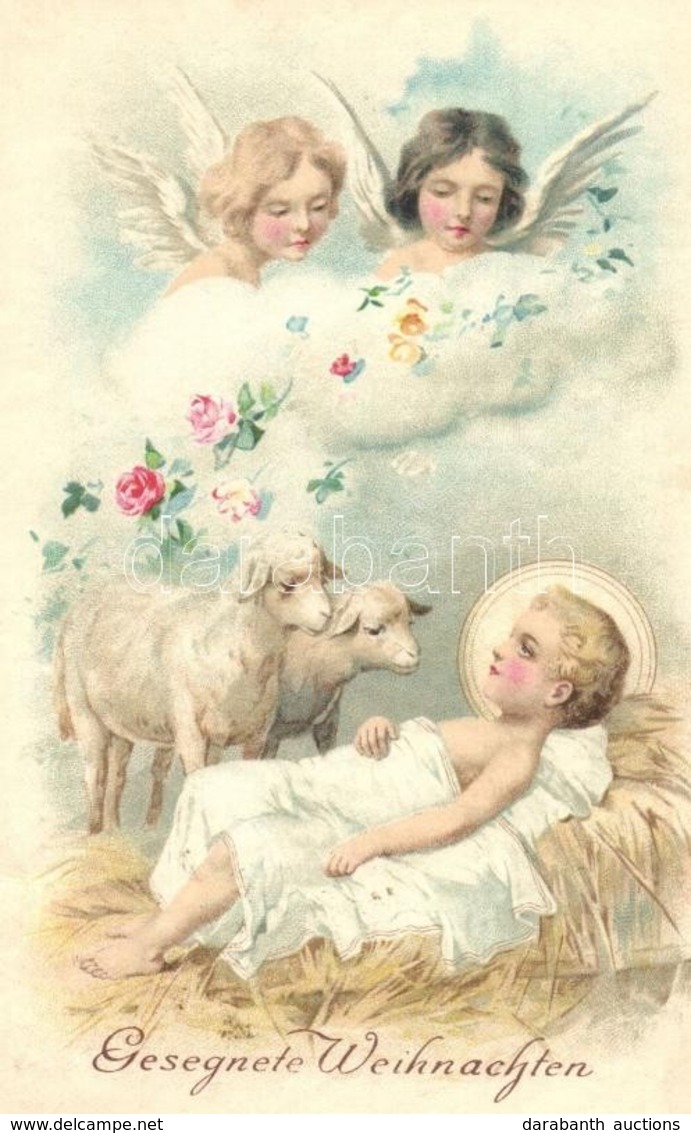 T2 Gesegnete Weihnachten / Christmas Greeting Postcard, Angels, Litho - Ohne Zuordnung