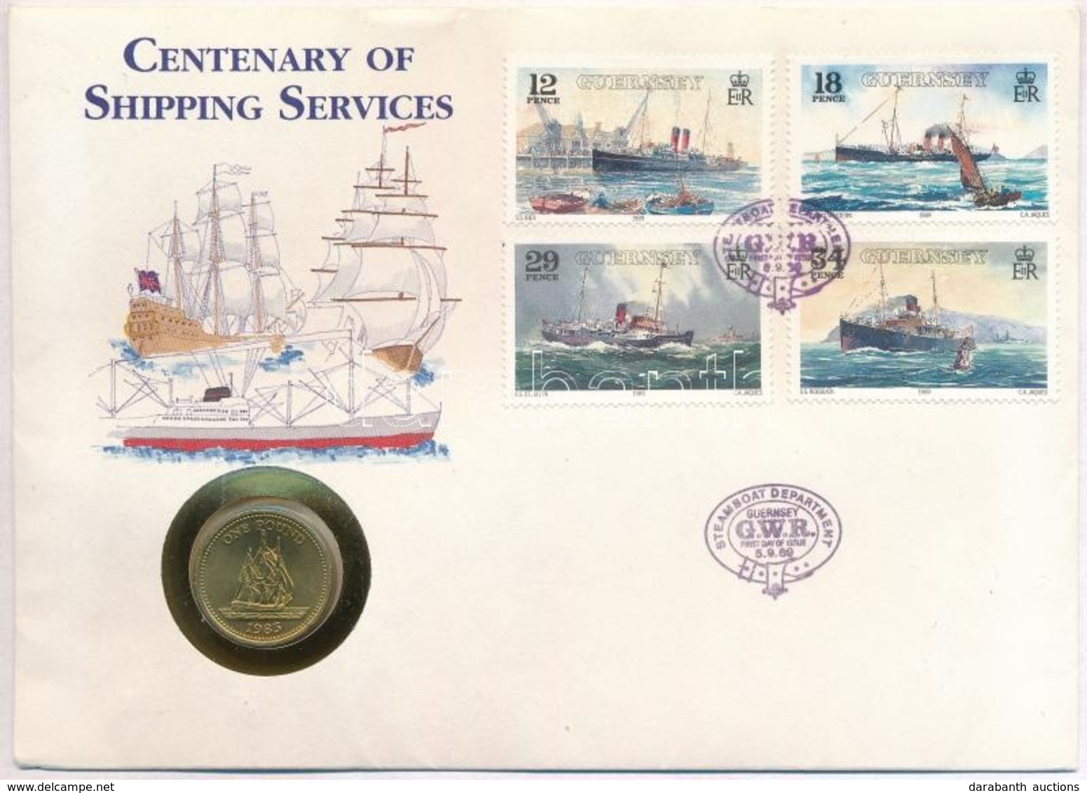 Guernsey 1983. 1P Ni-Br 'HMS Crescent' Borítékban, Bélyegzésekkel T:1
Guernsey 1983. 1 Pound Ni-Br 'HMS Crescent' In Env - Ohne Zuordnung