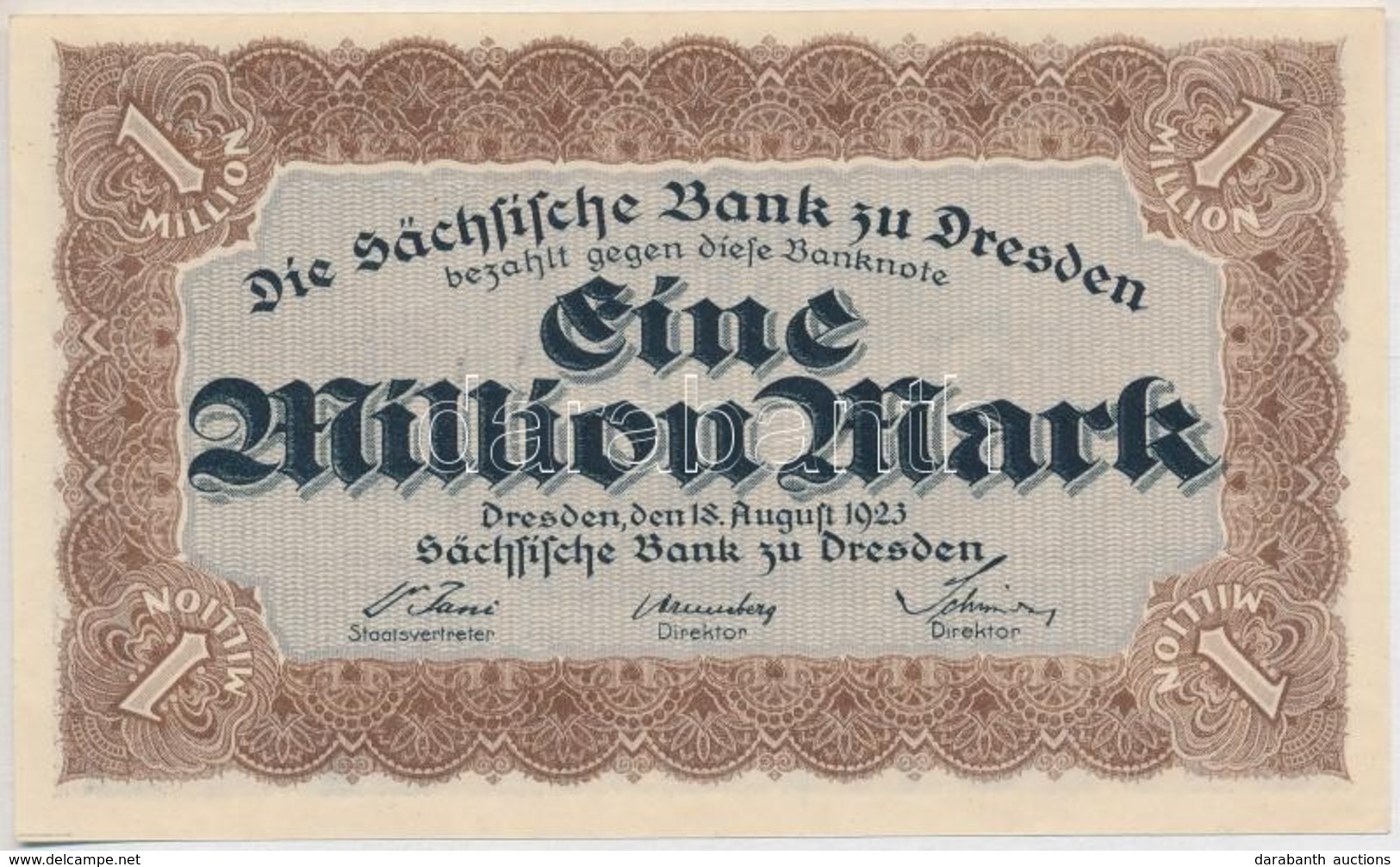 Németország / Weimari Köztársaság / Drezda 1923. 1.000.000M Szükségpénz T:I
Germany / Weimar Republic / Dresden 1923. 1. - Unclassified