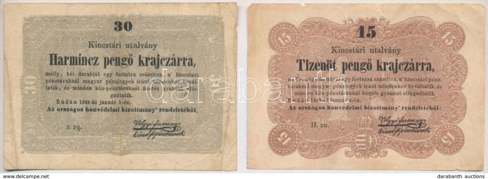 1849. 15kr + 30kr T:III Kis Szakadások - Unclassified