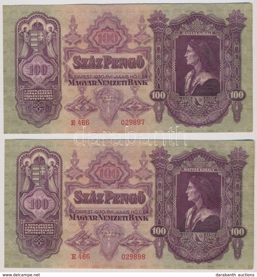 1930. 100P (2x) Sorszámkövetők T:I-
Adamo P17 - Zonder Classificatie