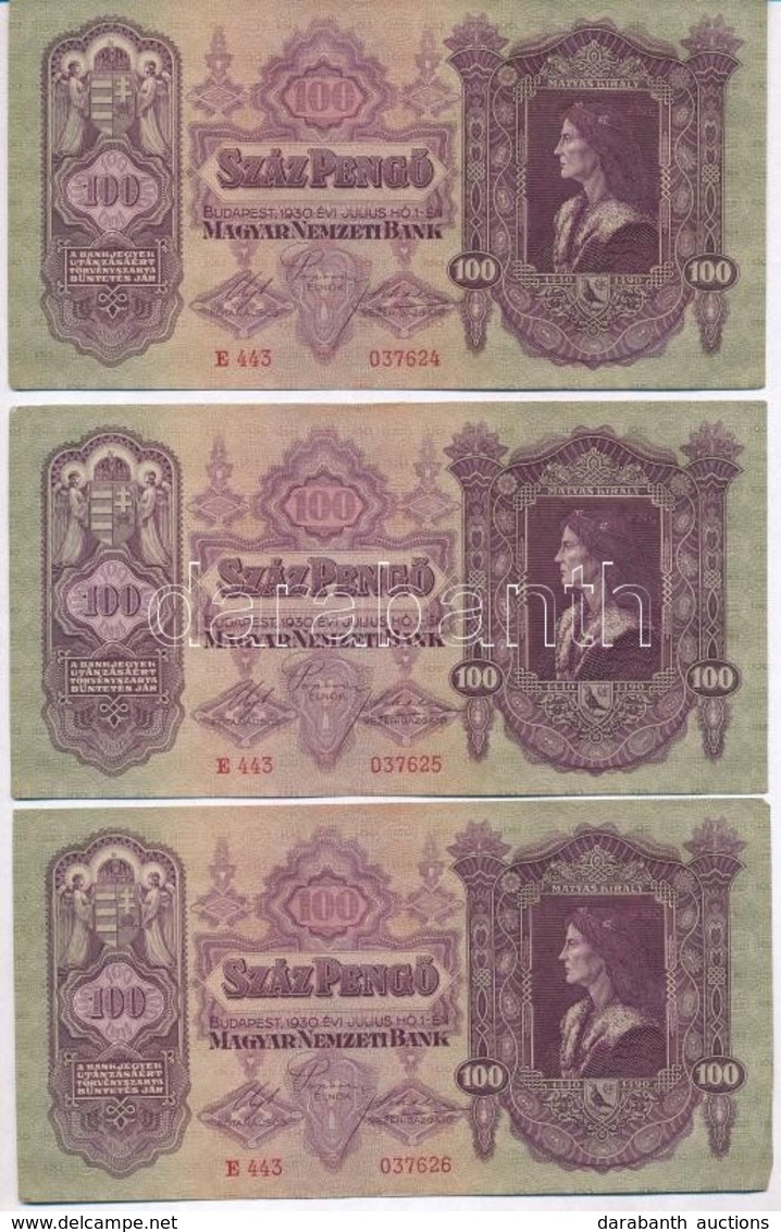 1930. 100P (3x) Sorszámkövetők Néhány Darabon Nyomdai Papírránc T:I,I- Egyiken Bankjegy Jobb Alsó Sarkán Szamárfül
Adamo - Zonder Classificatie