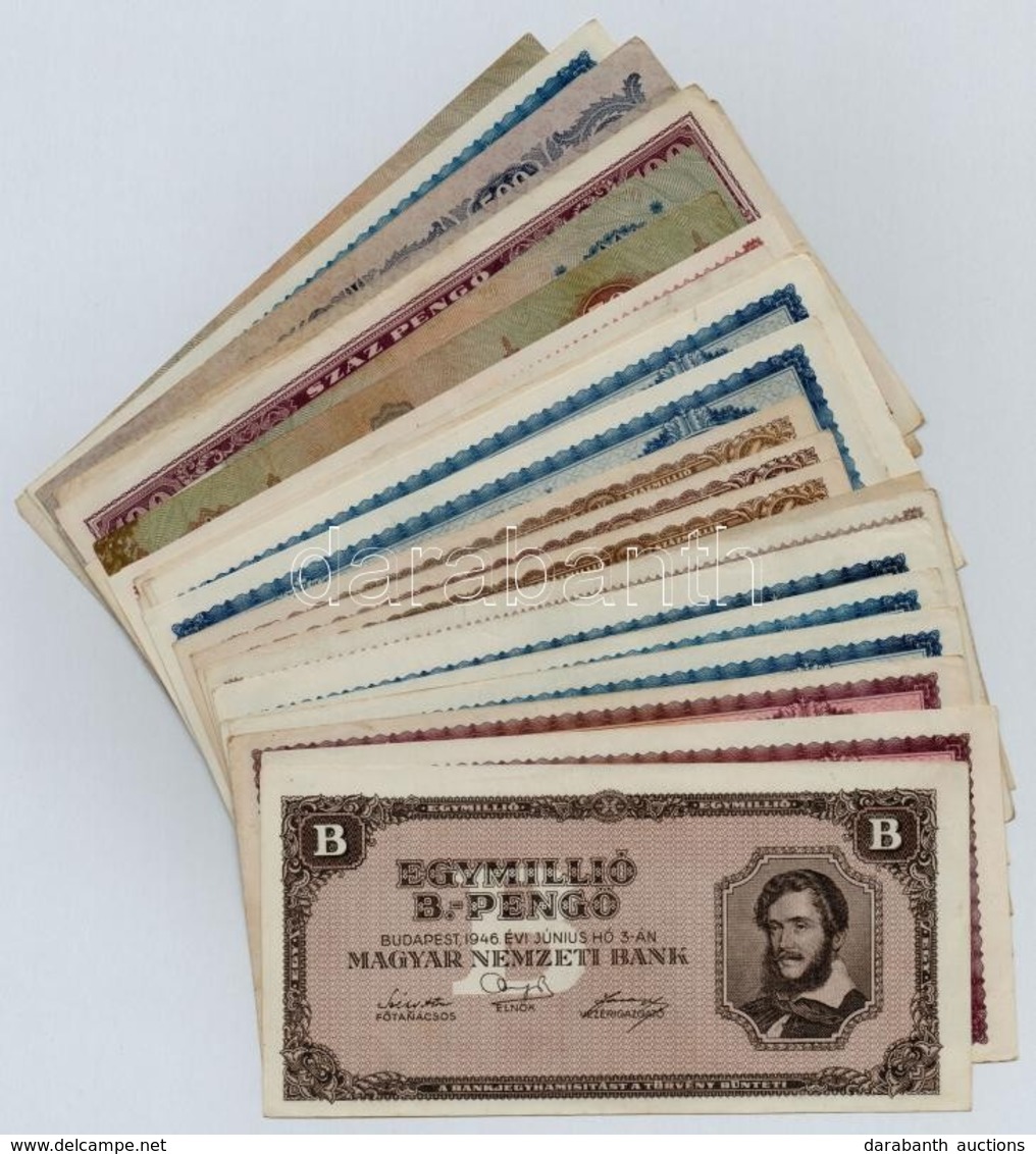 30db-os Vegyes Pengő Bankjegy Tétel, Közte 1946. 100.000BP (2x) T:II-III - Zonder Classificatie