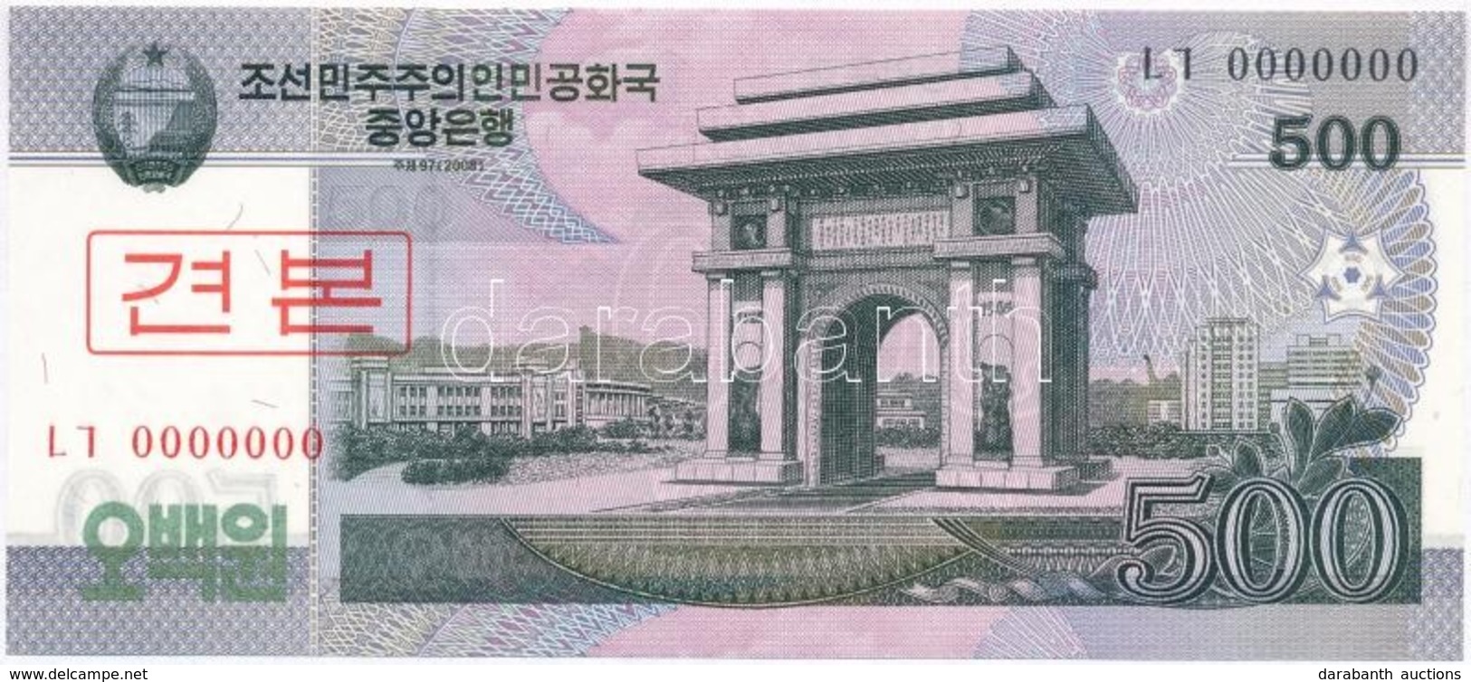 Észak-Korea 2008. 500W 'MINTA' T:I
North Korea 2008. 500 Won 'SPECIMEN' C.UNC - Unclassified