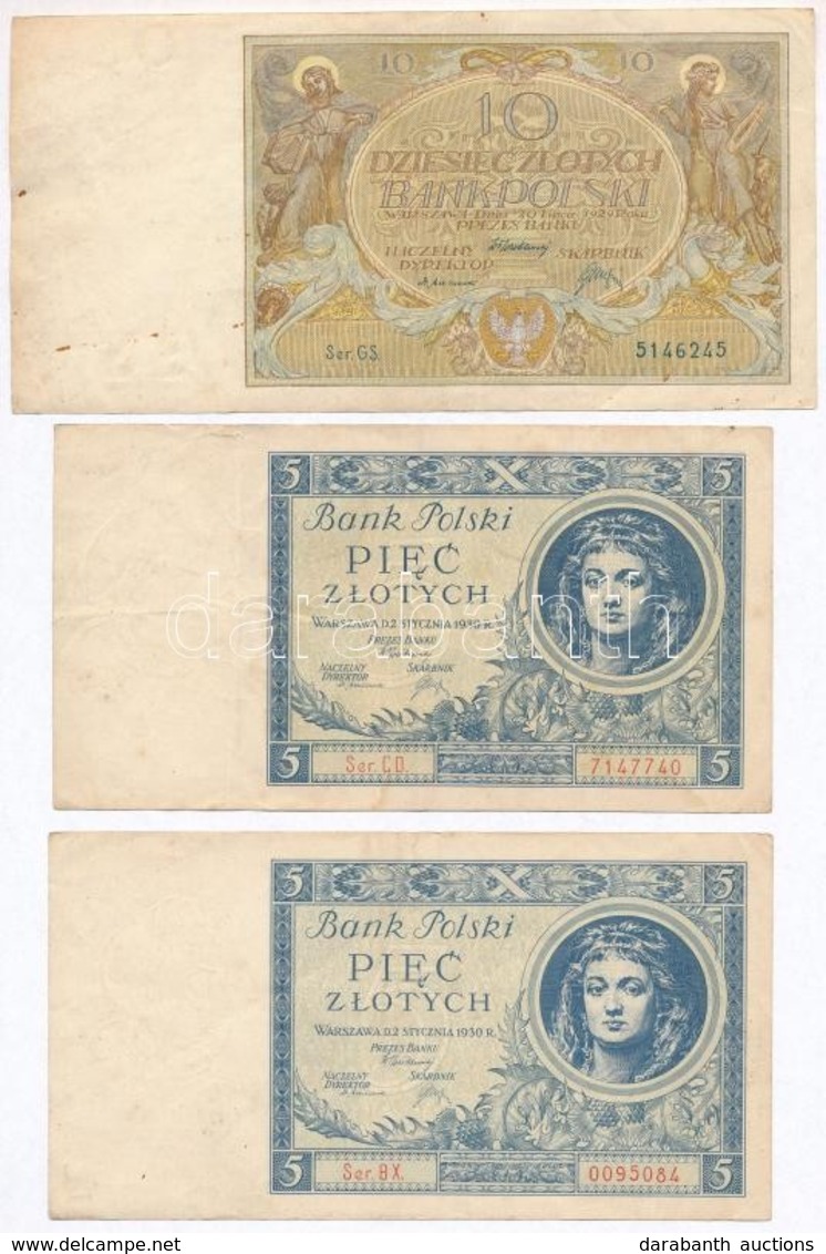 Lengyelország 1929. 10Zl + 1930. 5Zl (2x) + 1931. 20Zl (2x) T:III,III-
Poland 1929. 10 Zlotych + 1930. 5 Zlotych (2x) +  - Unclassified