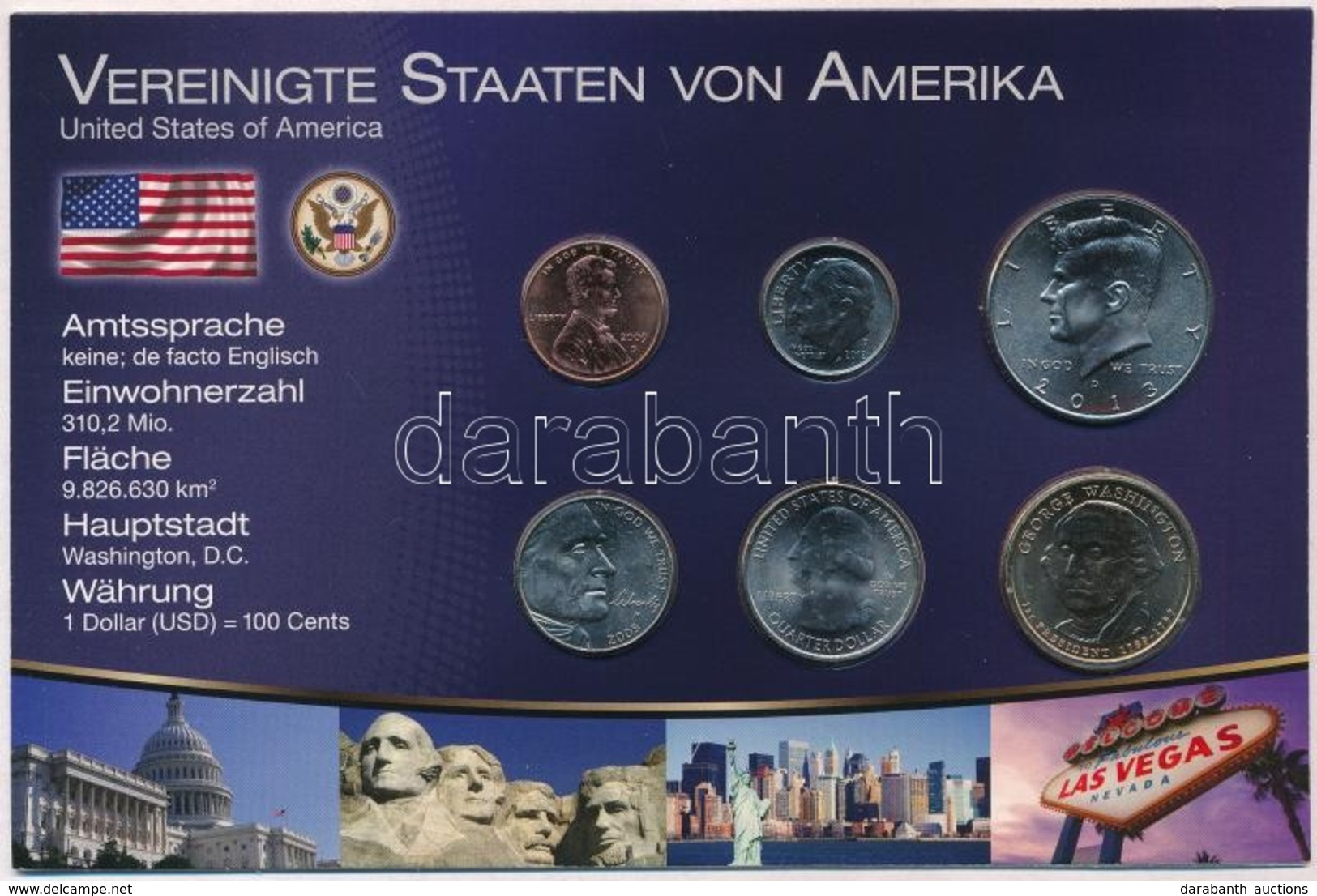 Amerikai Egyesült Államok 2005-2013. 1c-1$ (6xklf) Fémpénz Szettben T:1
USA 2005-2013. 1 Cent - 1 Dollar (6xdiff) Metal  - Zonder Classificatie