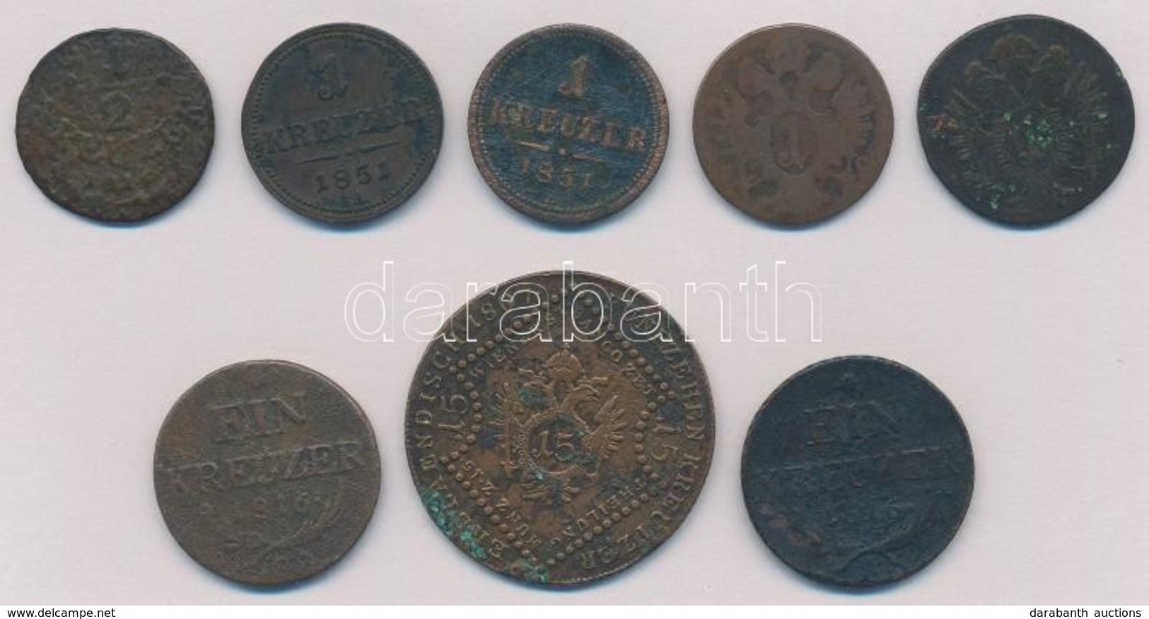 Ausztria 1800-1851A Rossz Tartású Rézpénz Tétel (8x) T:2-3-
Austria 1800-1581A Copper Coin Lot In Bad Condition (8x) C:X - Zonder Classificatie