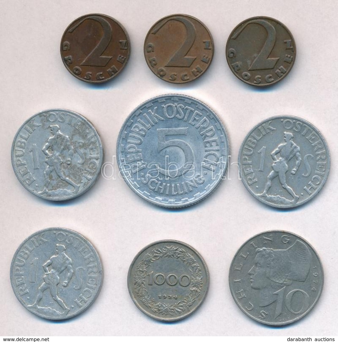 Ausztria 1924-1974. 9db-os Vegyes Fémpénz Tétel, Közte 1952. 5Sch Al T:2,2-
Austria 1924-1974. 9pcs Of Various Coins, In - Non Classificati