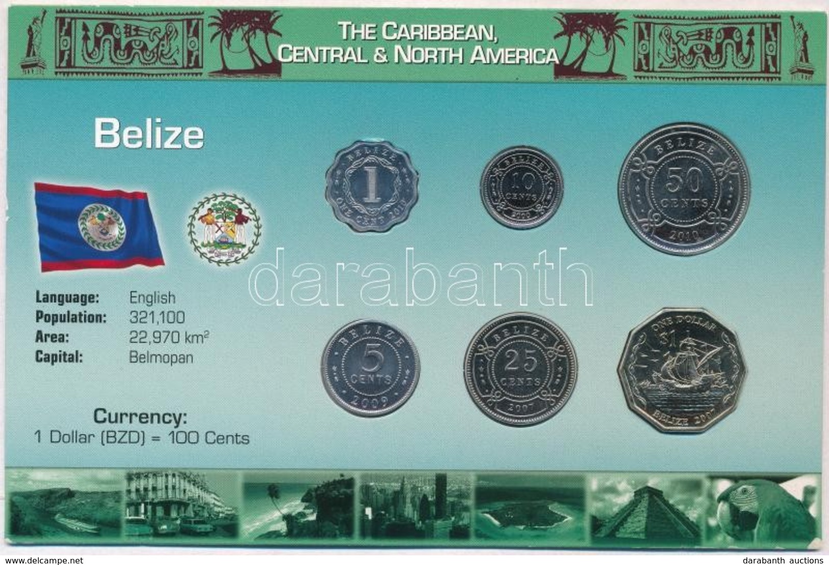 Belize 2000-2010. 1c-1$ (6xklf) Fémpénz Szettben, Holland Nyelvű Leírással T:1 
Belize 2000-2010. 1 Cent - 1 Dollar (6xd - Zonder Classificatie