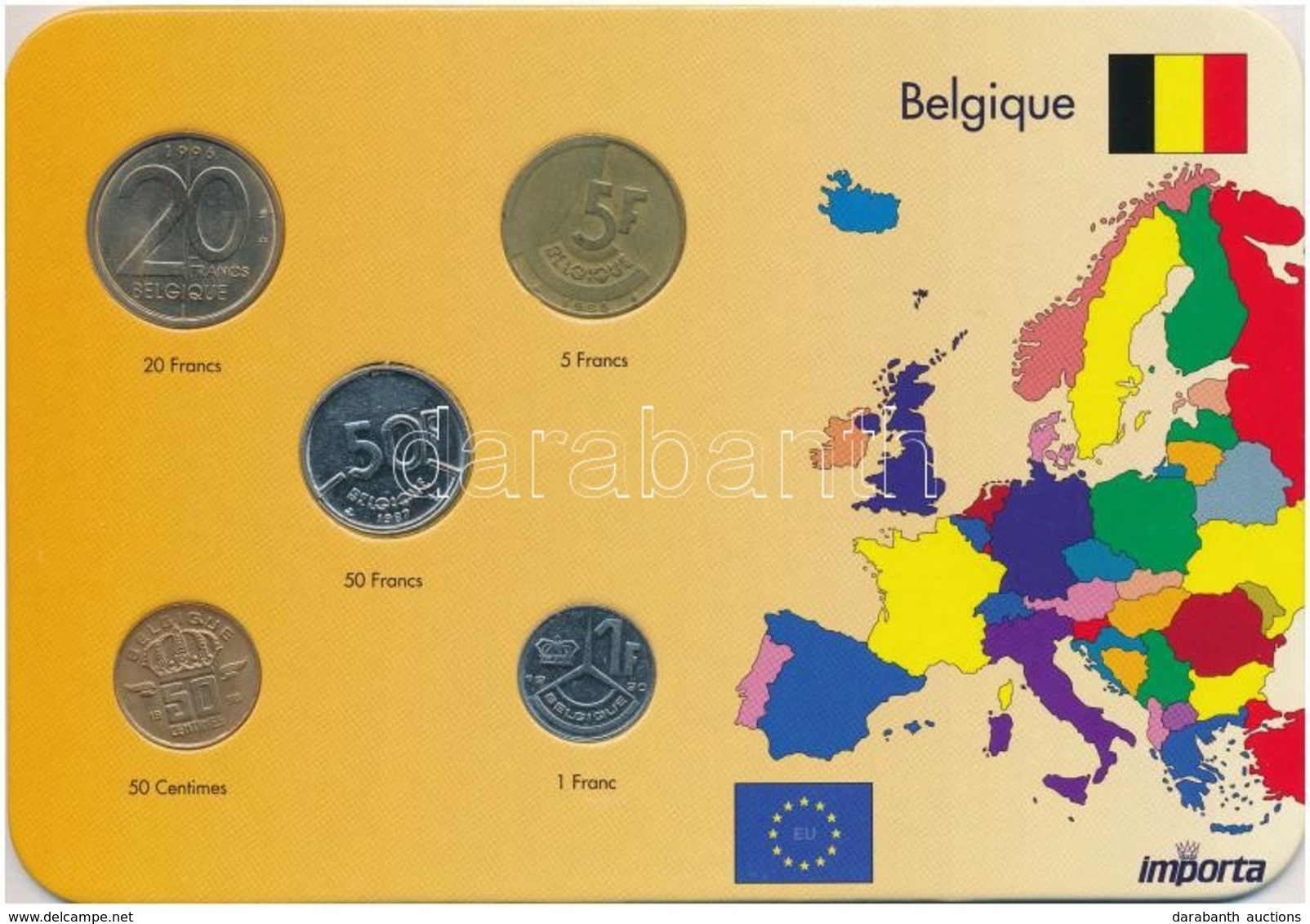 Belgium 1986-1998. 50c-50Fr (5xklf) Forgalmi Sor Karton Dísztokban T:2
Belgium 1986-1998. 50 Centimes - 50 Francs (5xdif - Zonder Classificatie