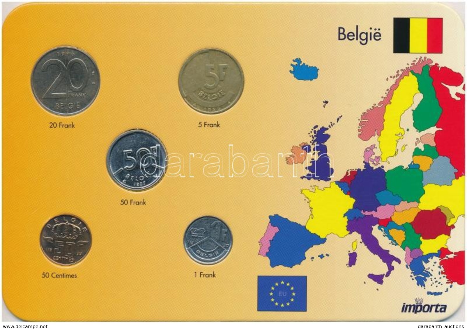 Belgium 1986-1998. 50c-50FrM (5xklf) Forgalmi Sor Karton Dísztokban T:2
Belgium 1986-1998. 50 Centimes - 50 Francs (5xdi - Zonder Classificatie