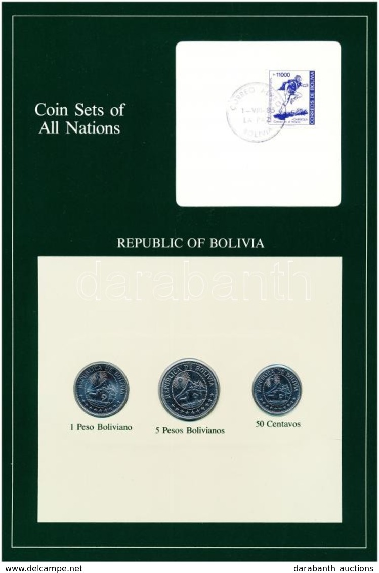 Bolivía1978. 50c-5P (3xklf), 'Coin Sets Of All Nations' Forgalmi Szett Felbélyegzett Kartonlapon T:1 
Bolivia 1978. 50 C - Zonder Classificatie