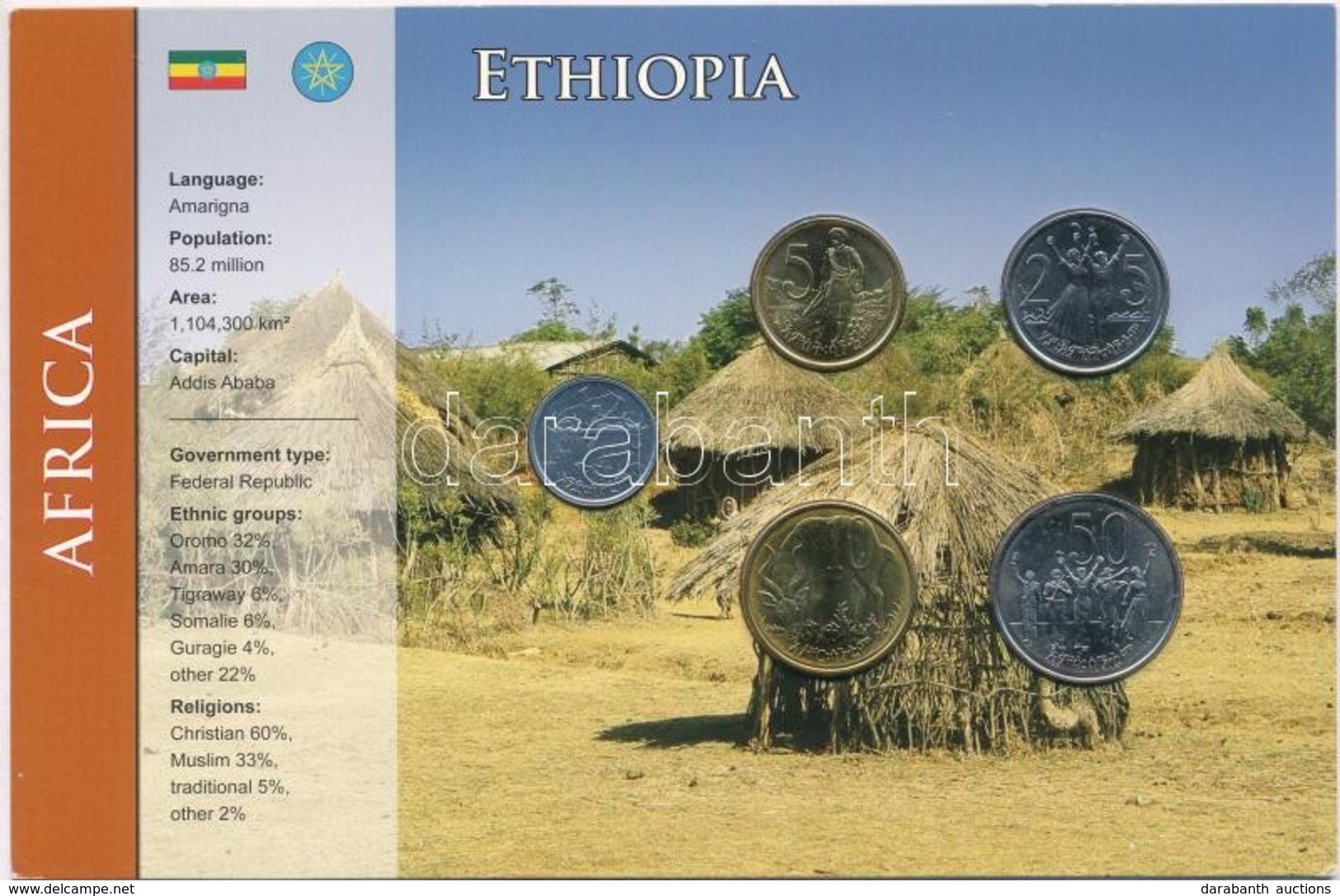 Etiópia ~2000. 1c-50c (5xklf) Fémpénz Szettben T:1
Ethiopia ~2000. 1 Cent - 50 Cents (5xdiff) Metal Coins In Set C:UNC - Zonder Classificatie