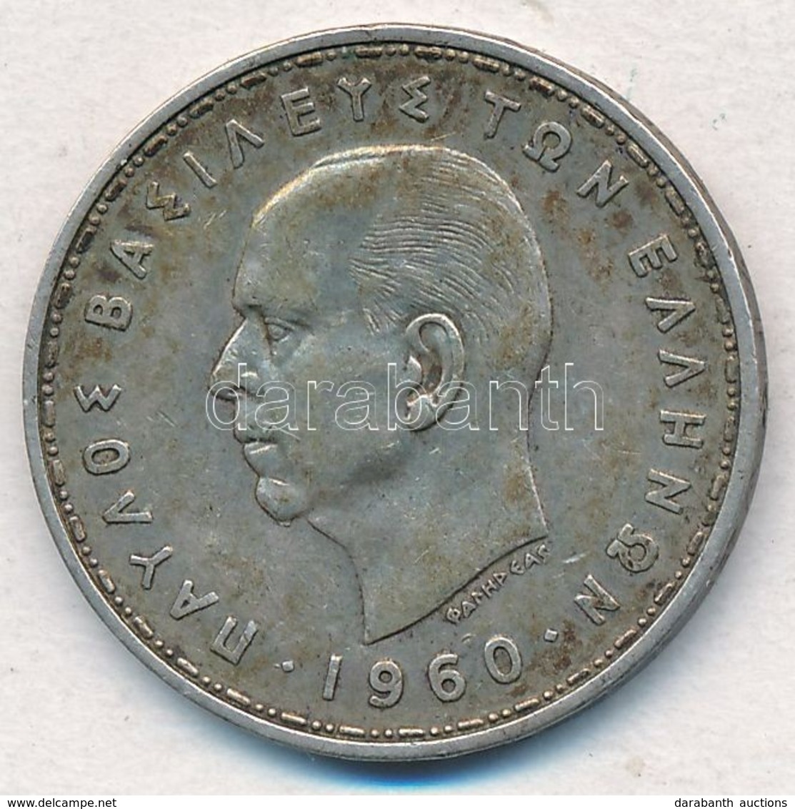 Görögország 1960. 20D Ag 'I. Pál' T:2 
Greece 1960. 20 Drachmai Ag 'Paul I' C:XF 
Krause KM#85 - Zonder Classificatie