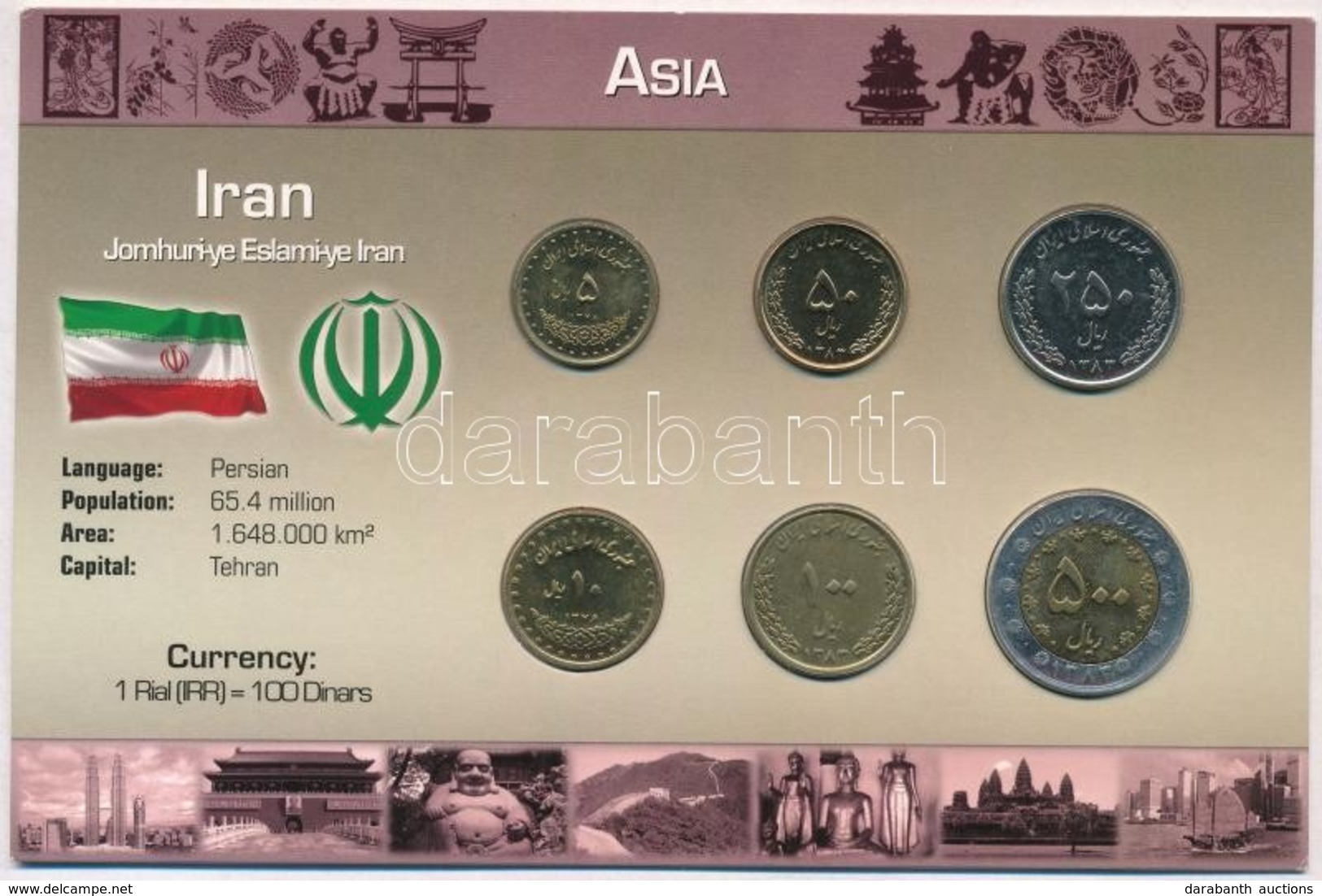 Irán 2000-2004. 5R-500R (6xklf) Fémpénz Szettben, Holland Nyelvű Leírással T:1 
Iran 2000-2004. 5 Rial - 500 Rial (6xdif - Zonder Classificatie