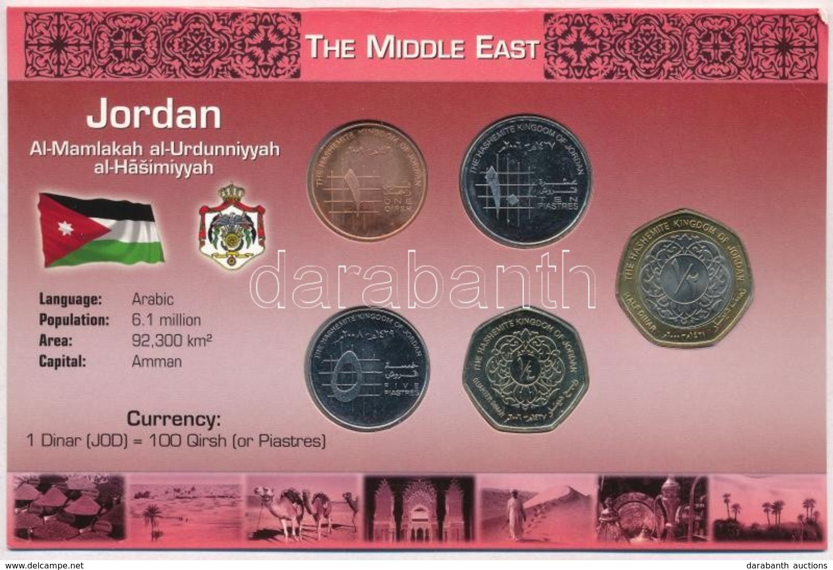 Jordánia 2000-2009. 1q-1/2D (5xklf) Fémpénz Szettben, Holland Nyelvű Leírással T:1 
Jordan 2000-2009. 1 Quirsh - 1/2 Din - Zonder Classificatie