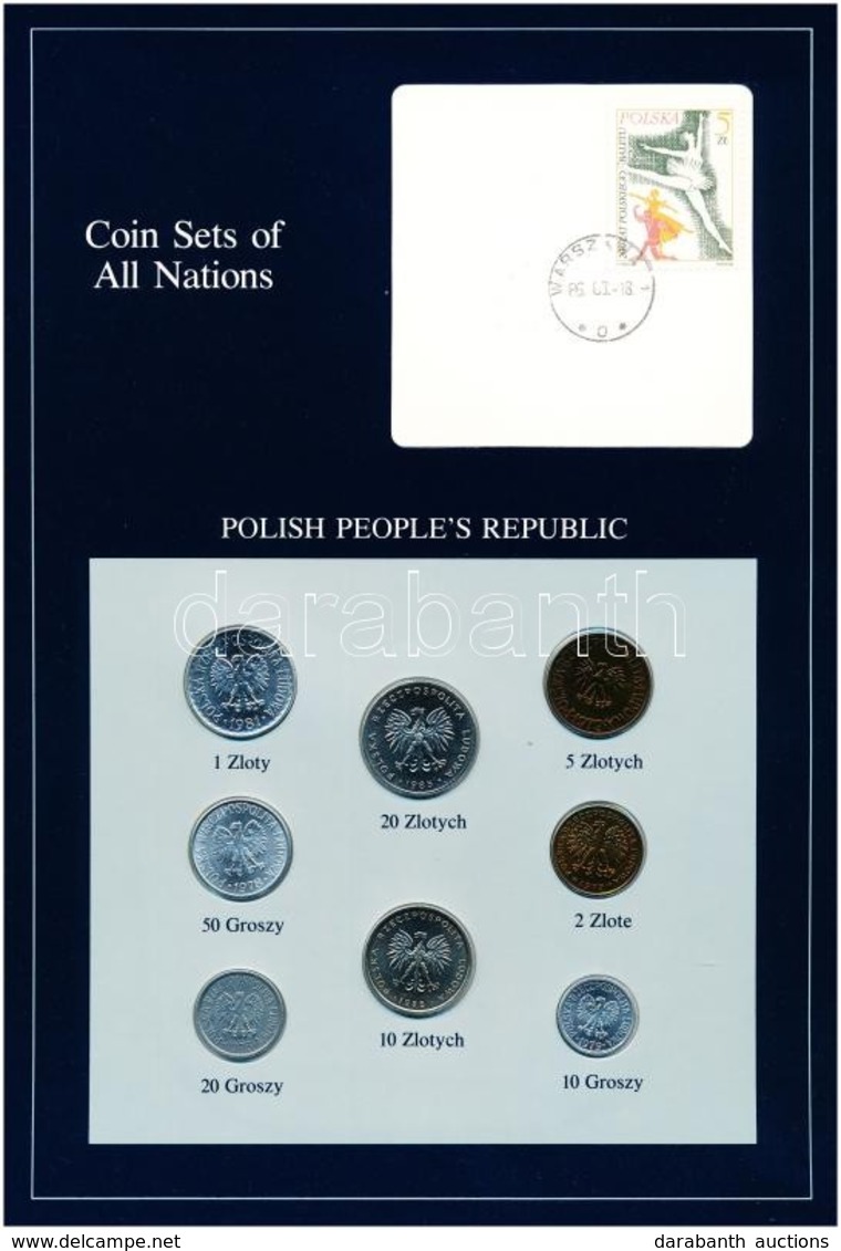 Lengyelország 1979-1985. 10g-20Zl (7xklf), 'Coin Sets Of All Nations' Forgalmi Szett Felbélyegzett Kartonlapon T:1 
Pola - Zonder Classificatie