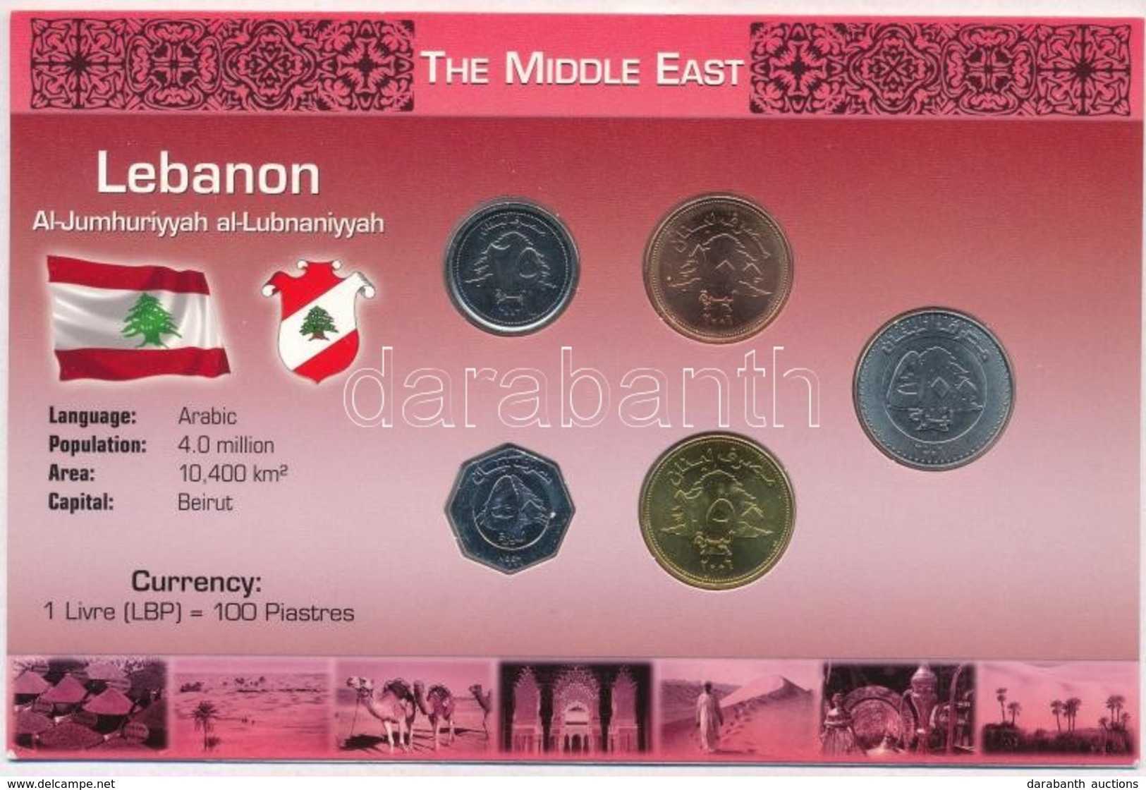 Libanon 1996-2006. 25L-500L (5xklf) Fémpénz Szettben, Holland Nyelvű Leírással T:1 
Lebanon 1996-2006. 25 Livres - 500 L - Zonder Classificatie