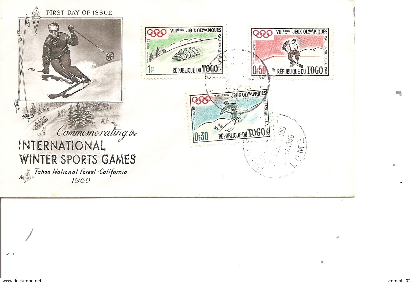 JO D'hiver De SquawValley -1960 ( FDC Du Togo à Voir) - Hiver 1960: Squaw Valley