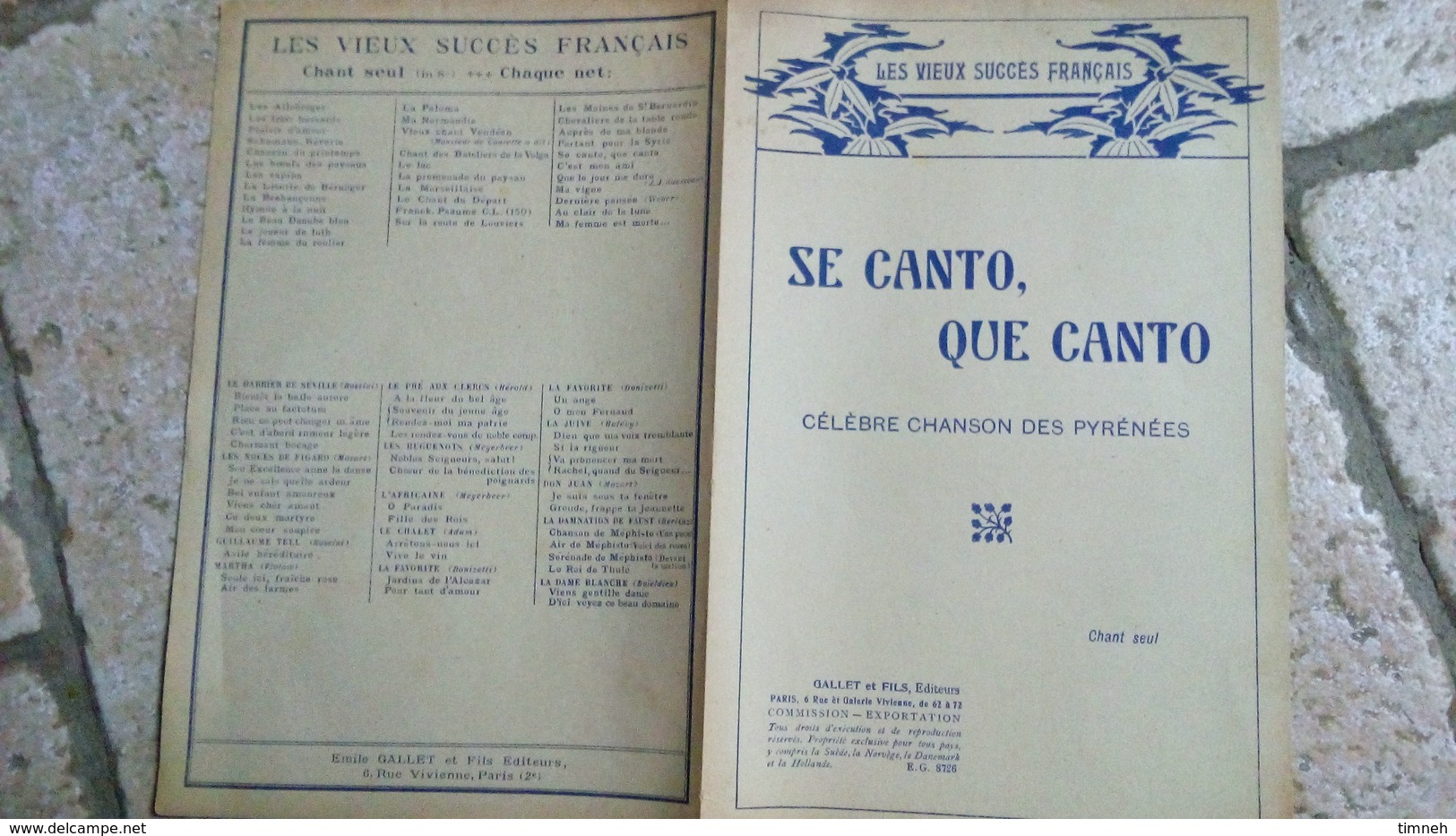 SE CANTO QUE CANTO - CELEBRE CHANSON DES PYRENEES - CHANT SEUL - LES VIEUX SUCCES FRANCAIS - Scholingsboek