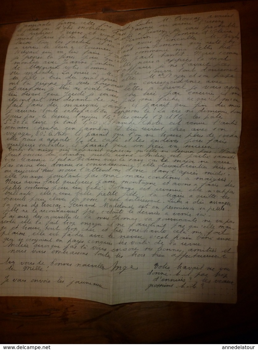 Lettre De 1940 : Signale Cambriolages Par Les ---- Vie Est Chère, Il N'y A Plus De Cochons (réquisitions Nombreuses) - Manuscritos