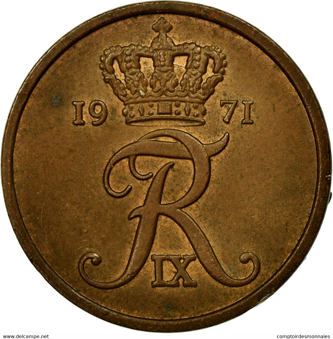 Monnaie, Danemark, Frederik IX, 5 Öre, 1971, Copenhagen, TTB, Bronze, KM:848.1 - Norvège
