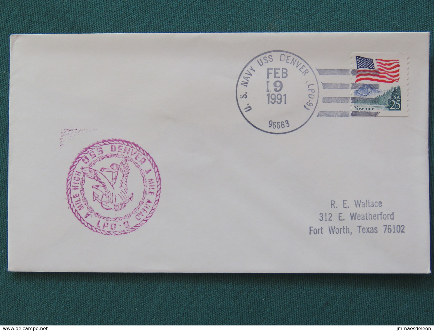 USA 1991 Cover From Ship USS Denver In Mission In Desert Storm To Texas - Flag - Eagle - Covers & Documents