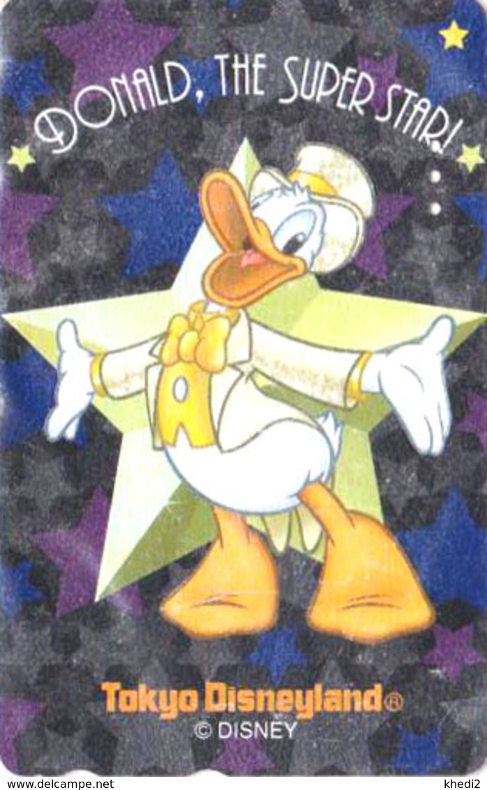 Télécarte Métal ARGENT Japon / 110-206355 - DISNEY Disneyland - DONALD Duck SUPER STAR Japan SILVER Phonecard - Disney