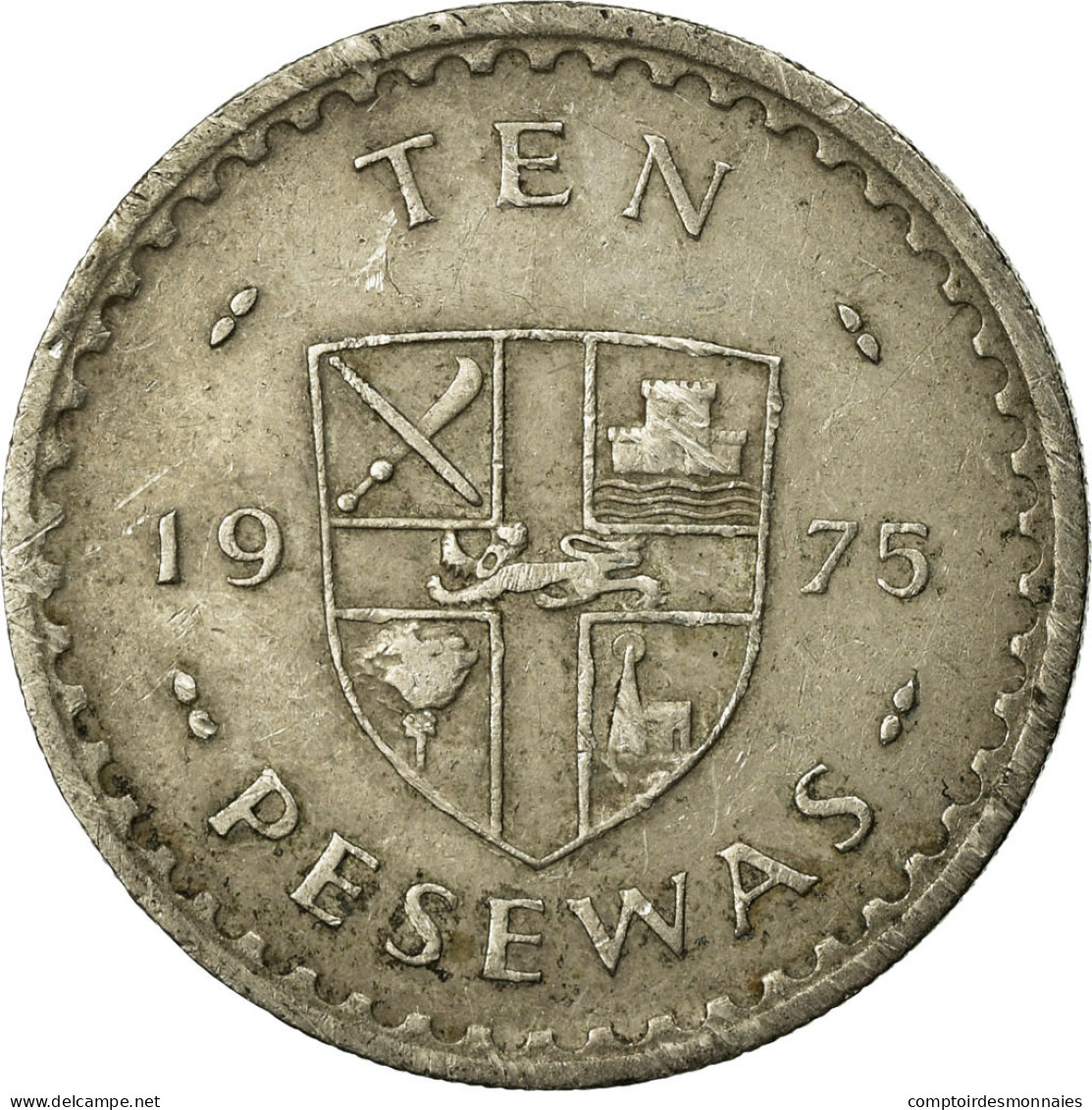 Monnaie, Ghana, 10 Pesewas, 1975, TTB, Copper-nickel, KM:16 - Ghana
