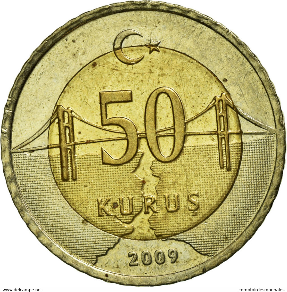 Monnaie, Turquie, 50 Kurus, 2009, TB+, Bi-Metallic, KM:1243 - Turquie