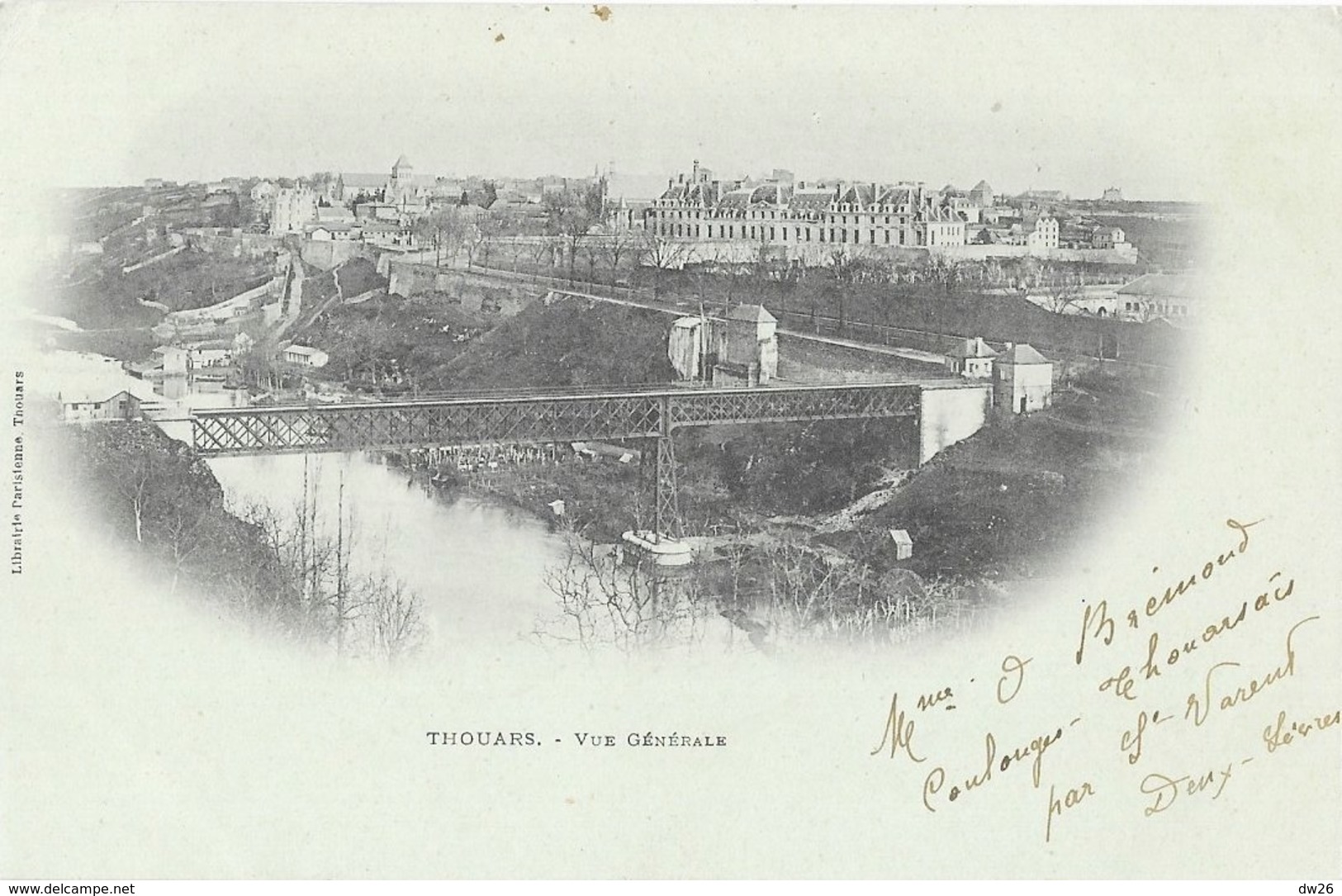 Thouars (Deux-Sèvres) - Vue Générale - Librairie Parisienne - Carte Dos Simple - Thouars