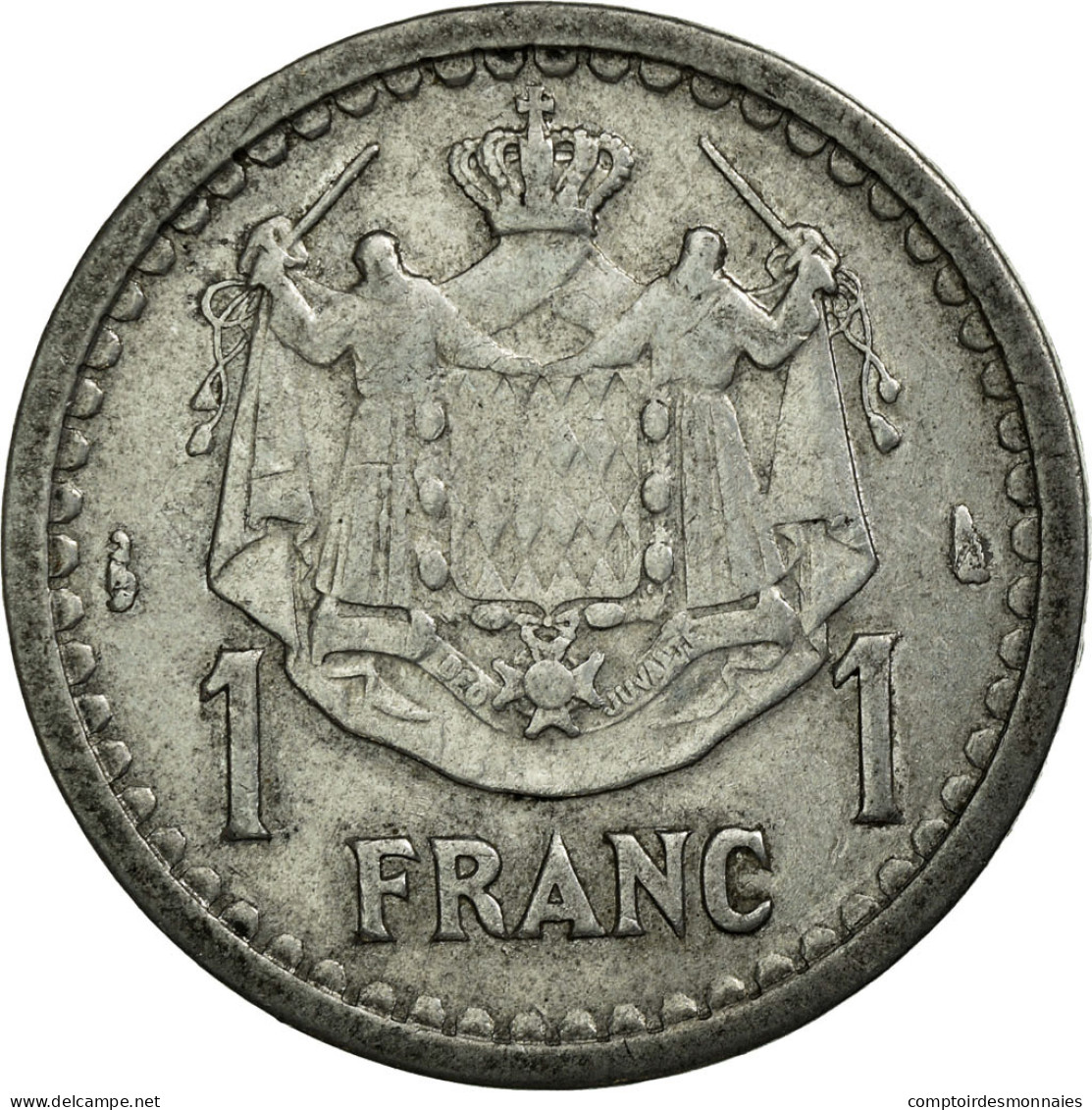 Monnaie, Monaco, Louis II, Franc, 1943, Poissy, TTB, Aluminium, KM:120 - 1922-1949 Louis II.