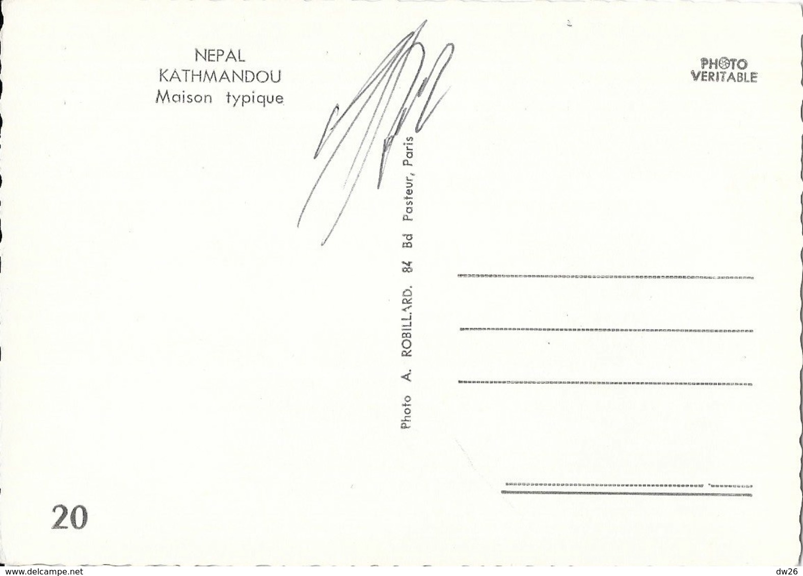 Népal - Kathmandou (Katmandou) Maison Typique - Photo A. Robillard Signée - Carte Non Circulée - Nepal