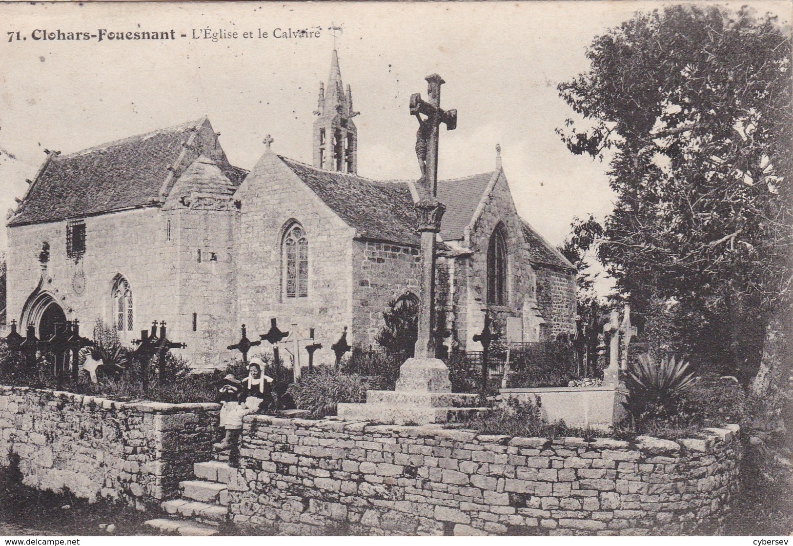 CLOHARS-FOUESNANT - L'Eglise Et Le Calvaire - Cimetière - Autres & Non Classés