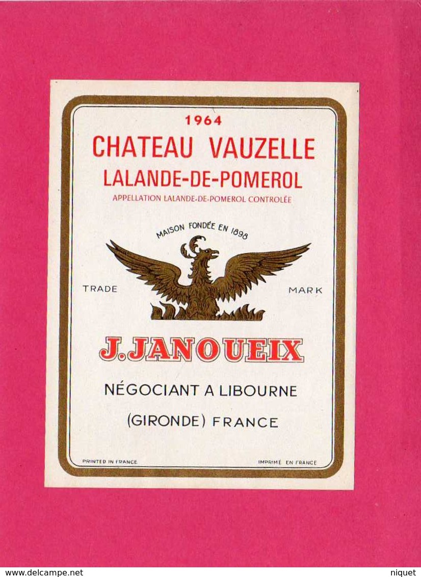 Etiquette Vin, Château Vauzelle, Lalande-de-Pomerol, Appellation Contrôlée, 1964 - Collections & Sets