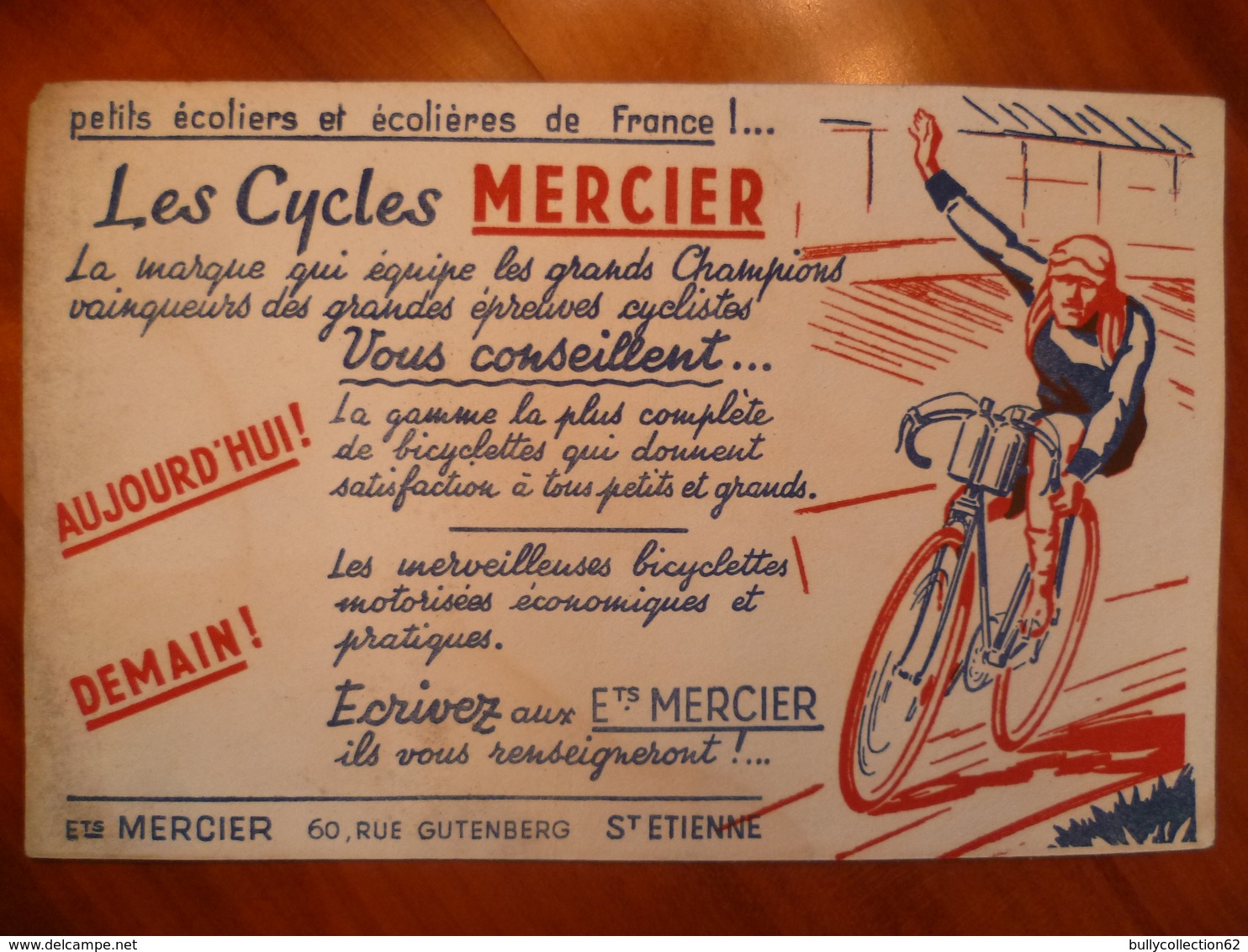 Buvard  Les Cycles MERCIER La Marque Qui équipe Les Grands Champions SAINT ETIENNE - Autres & Non Classés