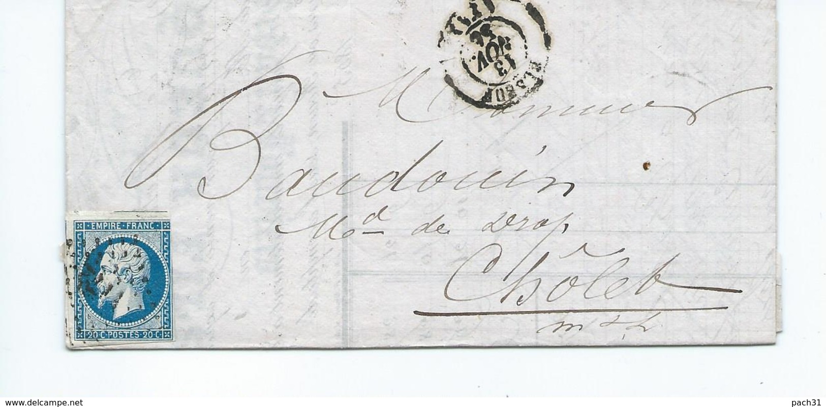 N° YT 14A Sur Lettre De  Elbeuf Pour Cholet 1855 - 1849-1876: Période Classique