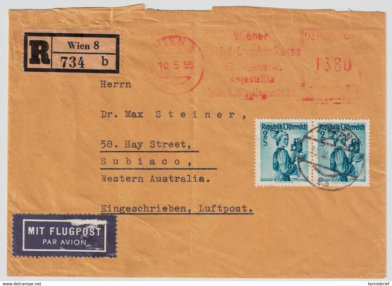 1955, Hohe Frankatur Nach Australien! Frei-Stp. Und Marken !  , #a1672 - Briefe U. Dokumente