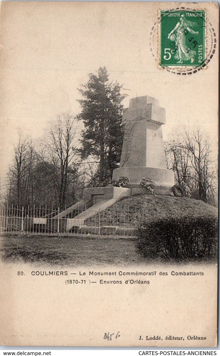 45 COULMIERS - Le Monument Des Combattants De 1870 - Coulmiers