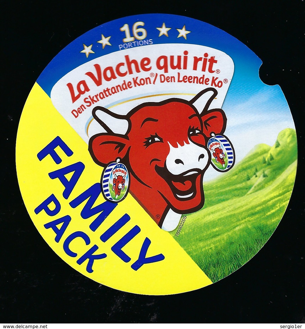 Etiquette Fromage  La Vache Qui Rit Den Skrattande Kon Den Leende Jo Family Pack   écriture étrangère 16 Portions - Fromage