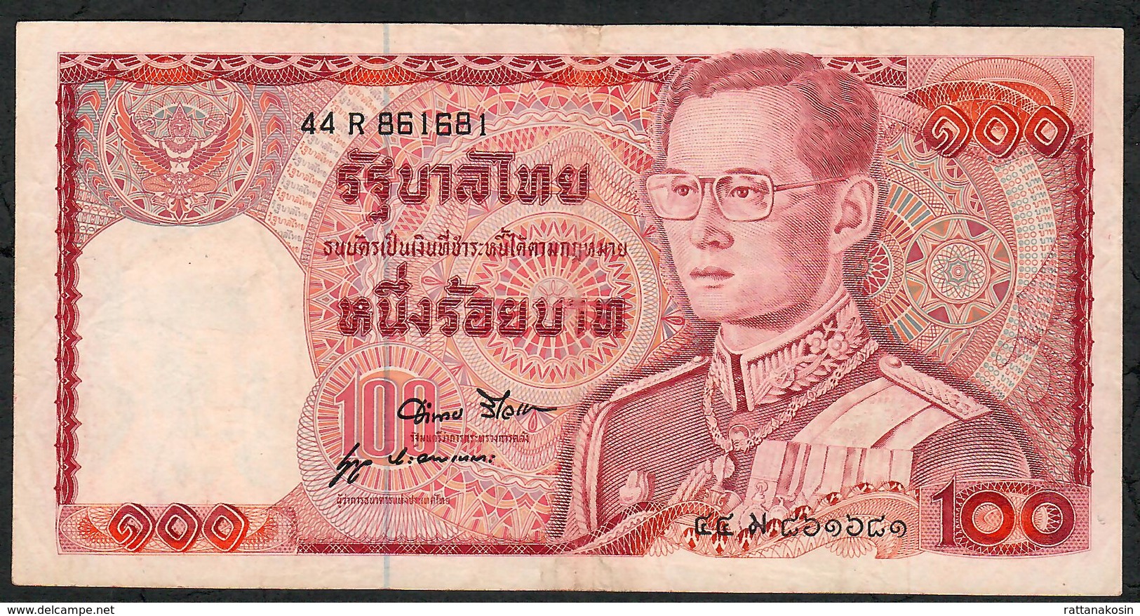 THAILAND P89c 100 BAHT 1978  #44R Signature 52    XF   NO P.h. - Thaïlande