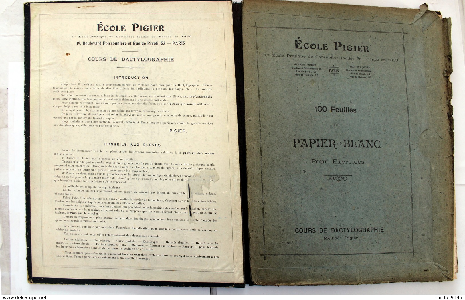 Methode De Dactylographie.de L'Ecole Pigier à Paris - Petits Métiers