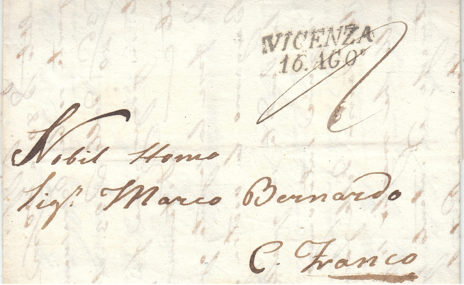 Prefilatelica Vicenza 1839 - 1. ...-1850 Prephilately