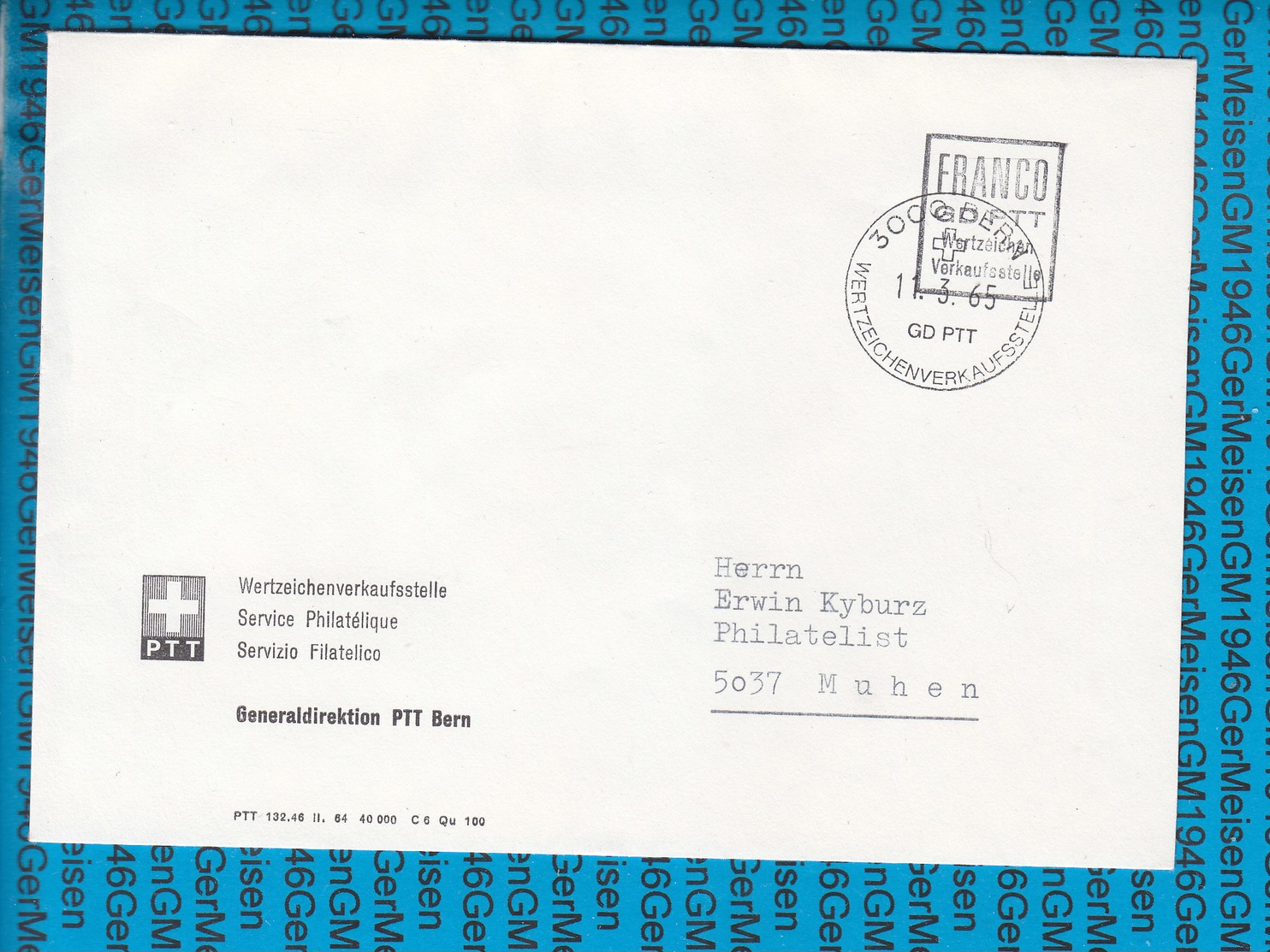 Schweiz - Cover 1965 / Wertzeichenverkaufstelle Generaldirektion PTT Bern - Ganzsachen