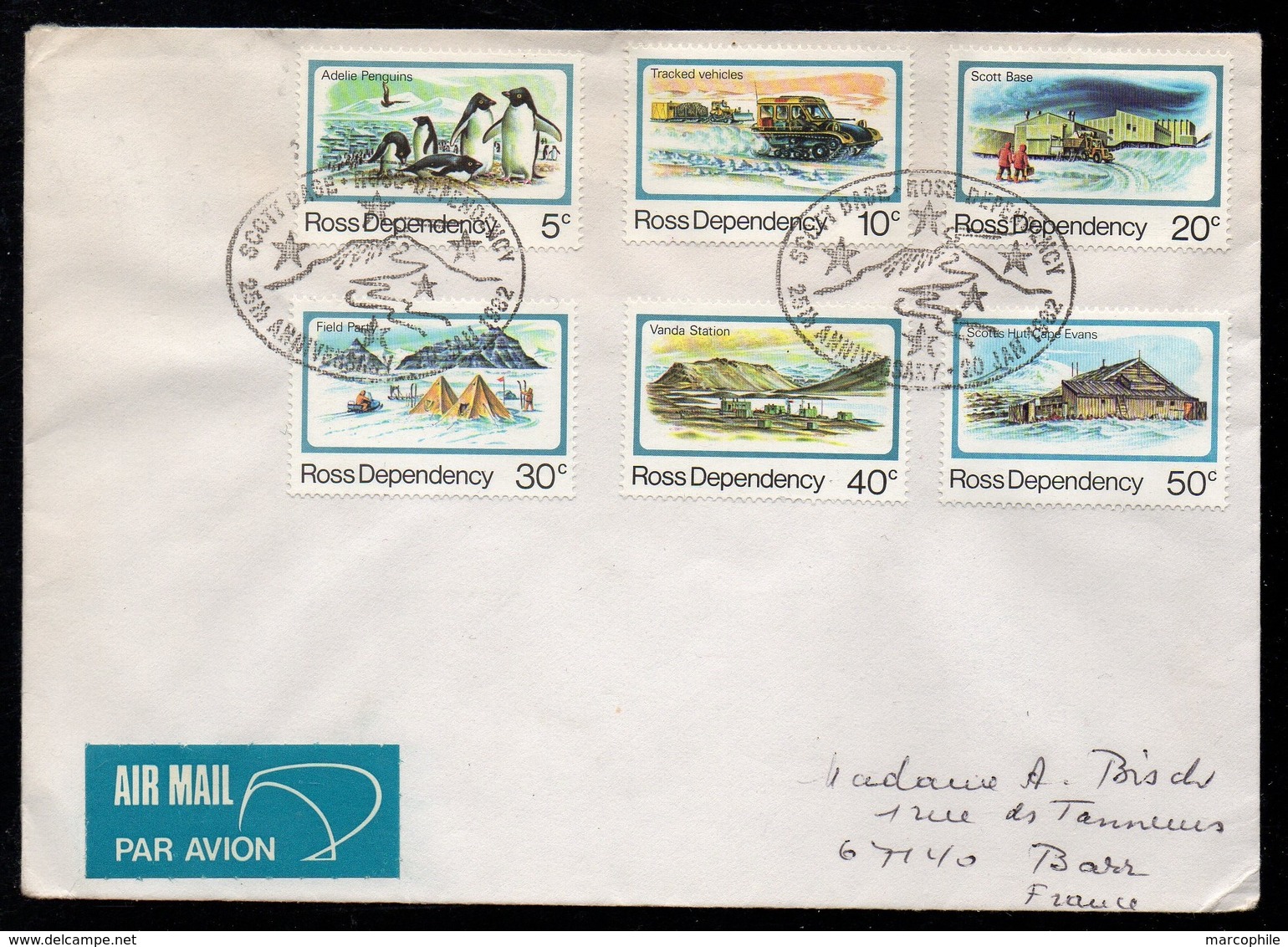 ROSS DEPENDENCY - NEW ZEALAND / 20-1-1982 LETTRE FDC PAR AVION POUR LA FRANCE (ref LE2910) - Lettres & Documents