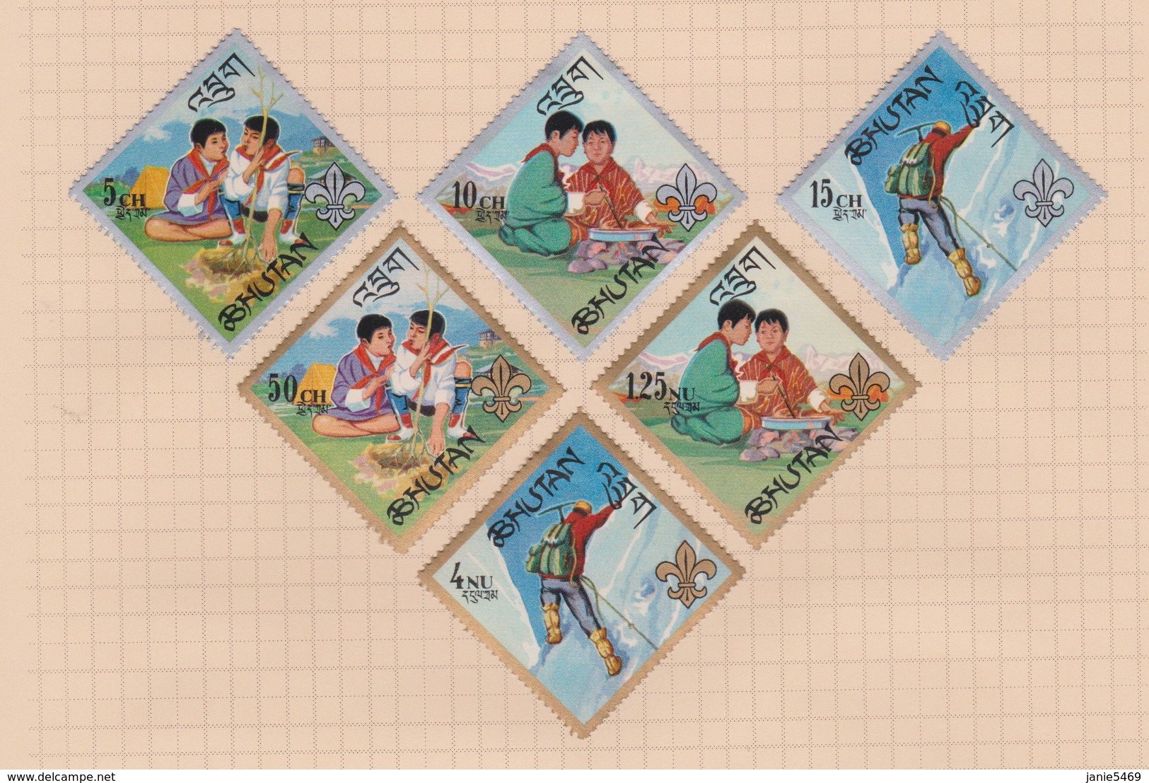 Bhutan Scott 86-86E 1967 Boy Scouts, Mint Hinged - Bhutan