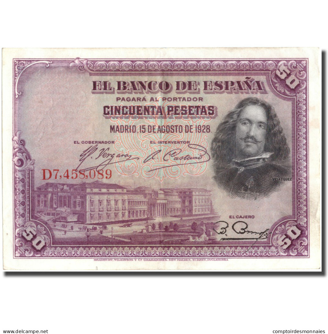 Billet, Espagne, 50 Pesetas, 1928, 1928, KM:75b, TTB+ - 50 Peseten