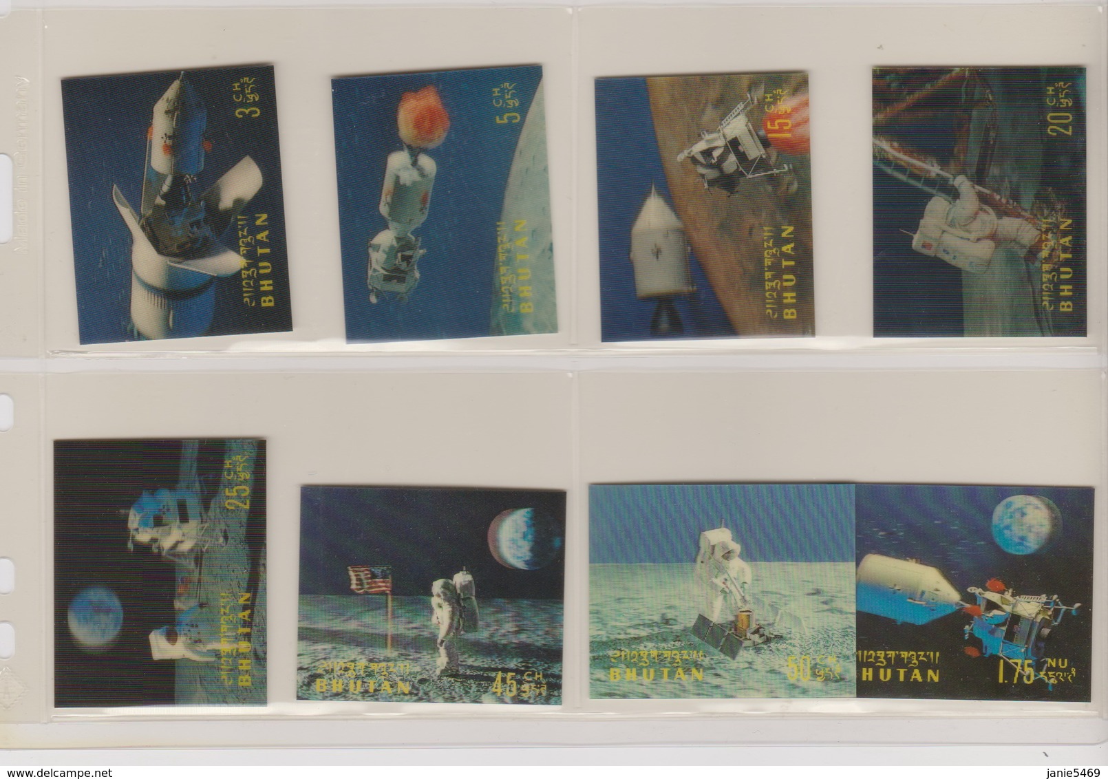 Bhutan Scott 108-108G 1969 Apollo 11 Moon Landing, Mint - Bhutan